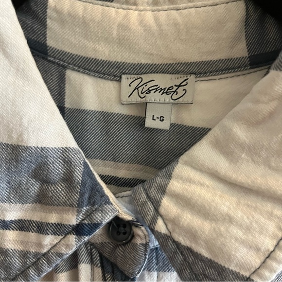 Kismet Plaid Button Down Long-sleeve Shirt Size Large Blue/White GUC - Picture 4 of 8